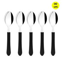 Kit 30 Colheres de Mesa Leme Aço Inox Cabo Preto Tramontina