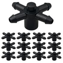 Kit 30 Conector 4 Saídas Cruzeta Grapa p/ Microtubo 3x5mm