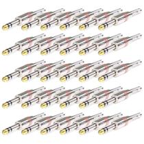 Kit 30 Conector Plug P10 Stereo Voik PRTS-P10 Com Mola Prata