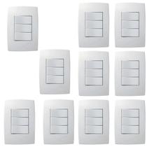 Kit 30 Conjunto Interruptor 3 Teclas Simples Pial Plus