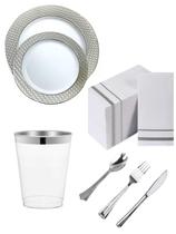 KIT 30 CONVIDADOS - Copo Prato Guardanapos Descartável De Luxo