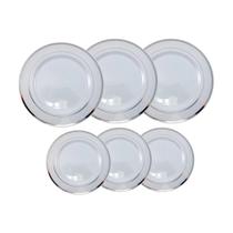 KIT 30 CONVIDADOS - Pratos Descartáveis de Luxo Borda Prata