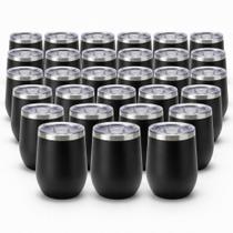 kit 30 Copo Térmica 360Ml BPA Free Tampa Deslizante Preto Branco Carro Escritório kit 30 Copo Térmica 360Ml BPA Free Tampa Deslizante Preto Branco Carro Escritório