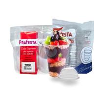 Kit 30 Copos Descartaveis Com Tampa Bolha Para Doces 400ml