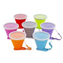 Kit 30 Copos Silicone Dobrável Retrátil Tampa Borda Inox 270ml Kit 30 Copos Silicone Dobrável Retrátil Tampa Borda Inox 270ml