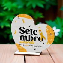 Kit 30 Corações Lembrancinhas Setembro Amarelo em MDF