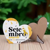 Kit 30 Corações Lembrancinhas Setembro Amarelo em MDF