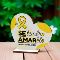Kit 30 Corações Lembrancinhas Setembro Amarelo em MDF