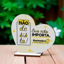 Kit 30 Corações Lembrancinhas Setembro Amarelo em MDF