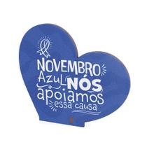 Kit 30 Corações MDF Novembro Azul Campanha de Conscientização