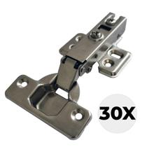 Kit 30 Dobradiças 35Mm Retas Para Moveis Pistão Amortecedor Kit 30 Dobradiças 35Mm Retas Para Moveis Pistão Amortecedor