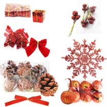 Kit 30 Enfeites Natalino Pendentes Para Árvore De Natal Vermelho Decoração