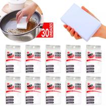 Kit 30 Esponja Mágica Bucha Melamina Buchinha Multiuso Tira Manchas Esfregão Limpeza Atacado