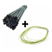 Kit 30 Estacas Tutor De Plantas Haste Verde Bambu 1m Com Amarril Suporte Para Flores Orquídeas