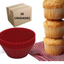 Kit 30 Formas de Silicone para Mini Cupcake Bolo Muffin 70ml Forminha Antiaderente