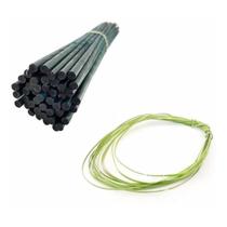 Kit 30 Haste Bambu 70cm E 10 Metros De Amarril Para Tutorar Plantas Estacas Sustentação Para Flores Orquídeas