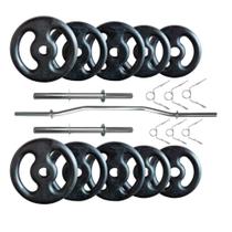Kit 30 Kg de Anilhas Ferro Fundido + 02 Barras de 40cm + Barra W Kit 30 Kg de Anilhas Ferro Fundido + 02 Barras de 40cm + Barra W