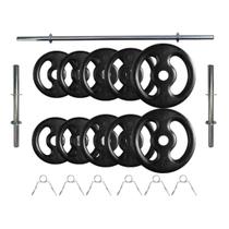 Kit 30 Kg de Anilhas Ferro Fundido + Barras de Supino e Halteres Kit 30 Kg de Anilhas Ferro Fundido + Barras de Supino e Halteres