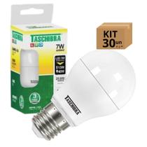 Kit 30 Lâmpadas Bulbo Led Taschibra TKL Bivolt E27 7W 3000k