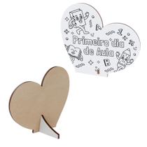 Kit 30 Lembrancinha Coração para Colorir Infantil Escola Volta às Aulas