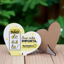 Kit 30 Lembrancinhas Especial Coração MDF Decorativo para Setembro Amarelo