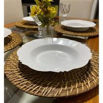 Kit 30 Lindos Pratos Fundos Redondos com Bordas Plastico Refeição. Para Festa Churrasco. Branco Kit 30 Lindos Pratos Fundos Redondos com Bordas Plastico Refeição. Para Festa Churrasco. Branco