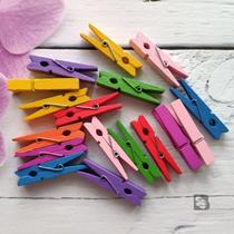 Kit 30 Mini Prendedores de Madeira Colorido Artesanato Decoração Loja Natal Fotos Lembranças Festas