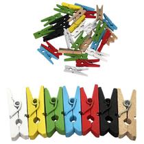 Kit 30 Mini Prendedores Pregador Colorido Madeira Decoração