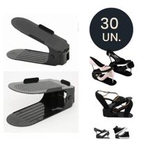 Kit 30 Organizador de Sapato Tênis c/Regulagem de Altura Preto Trioplast