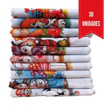 Kit 30 Pano de Prato Estampado Branco com bainha - Guardanapo - 100% algodão