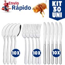 Kit 30 Peças de Talheres Aço Inox 10 Faca 10 Colher 10 Garfo de Mesa