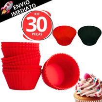 Kit 30 Peças Forma de Cupcake Silicone Muffin Forminha Tortinhas Mini Tortas Resistente Ao Calor