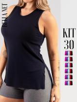 Kit 30 Peças Regatas Femininas Tapa Bumbum Para Academia