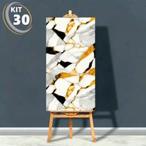 Kit 30 Placas Adesivas Marmorizadas 3D Revestimento em Mármore 30x60cm Banheiro Cozinha Lavabo