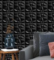 Kit 30 Placas Preta 25x25cm 3D Decorativa Diamante Revestimento Plástico PVC Auto Relevo