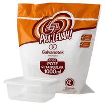 Kit 30 Pote Plástico 1000ml c Tampa Freezer Microonda Marmita Fit Vasilha Refeição Delivery Sobremesa