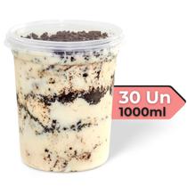 Kit 30 Potes de Plástico 1000ml Cilindro P/ Açaí Bolo Bolachas C/ Tampa Descartável Kit 30 Potes de Plástico 1000ml Cilindro P/ Açaí Bolo Bolachas C/ Tampa Descartável