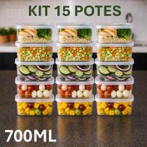 Kit 30 Potes Marmita 700Ml Transparente com Tampas e Travas Fit Bpa Free Microondas Freezer