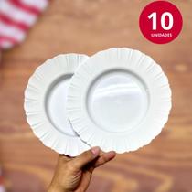 Kit 30 Prato Estrela Fundo Branco Janta Almoço Churrasco Restaurante Bordas Pontudas Plastico Resistente Forte