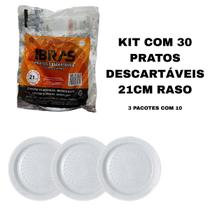 Kit 30 pratos descartaveis raso de 21cm ibras