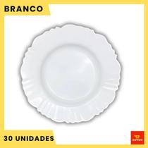 Kit 30 Pratos Fundo com Borda Branco Refeição Churrasco Festa Pratos Plastico