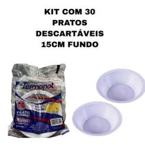 Kit 30 pratos fundo descartaveis 15cm termopot - 3 pacotes