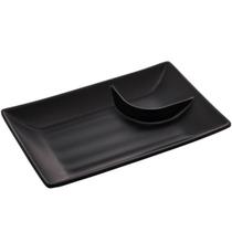 Kit 30 Pratos para Sushi com Molheira Melamina Pretos 19x12,5cm Lyor Tóquio Retangulares Kit 30 Pratos para Sushi com Molheira Melamina Pretos 19x12,5cm Lyor Tóquio Retangulares