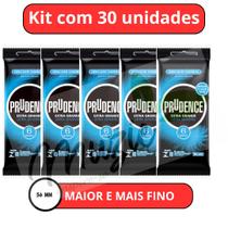 Kit 30 Preservativo Camisinha Extra Grande Ultra Sensível Prudence embalagem com 6