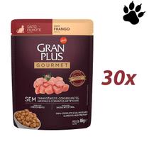KIT 30 Ração Úmida Gran Plus Gourmet Gatos Filhotes Frango Sachê 85g