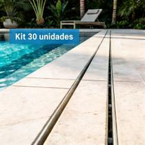 Kit 30 Ralos Linear Em Aço Inox Para Piscina E Área Lazer Modelo Oculto