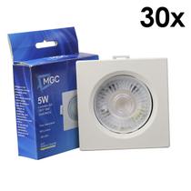 Kit 30 Spot Led 3w Borda Branca Quadrado Branco Quente Croic