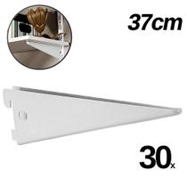 Kit 30 Suporte Trilho Duplo Prateleira Cremalheira Branco 37cm Kit 30 Suporte Trilho Duplo Prateleira Cremalheira Branco 37cm