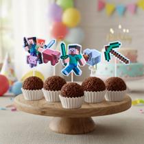 Kit 30 toppers para docinhos Minecraft enfeite doces brigadeiro aniversário festa infantil gamer pronta entrega Kit 30 toppers para docinhos Minecraft enfeite doces brigadeiro aniversário festa infantil gamer pronta entrega