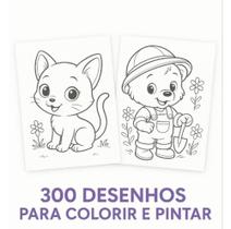 Kit 300 Desenhos para Colorir e Pintar - Folha A4 Aventuras Divertidas para Crianças
